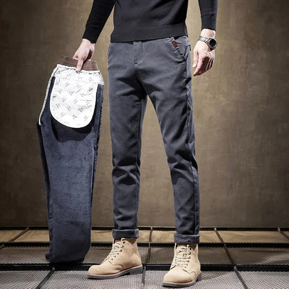 Men's Thick Fleece Jogger Pants Comfort Fit Warm Casual