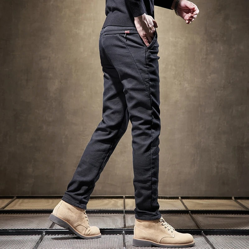 Men's Thick Fleece Jogger Pants Comfort Fit Warm Casual