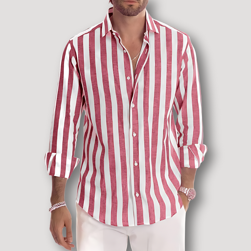 Slim Fit Striped Long Sleeve Shirt - BritishElegance