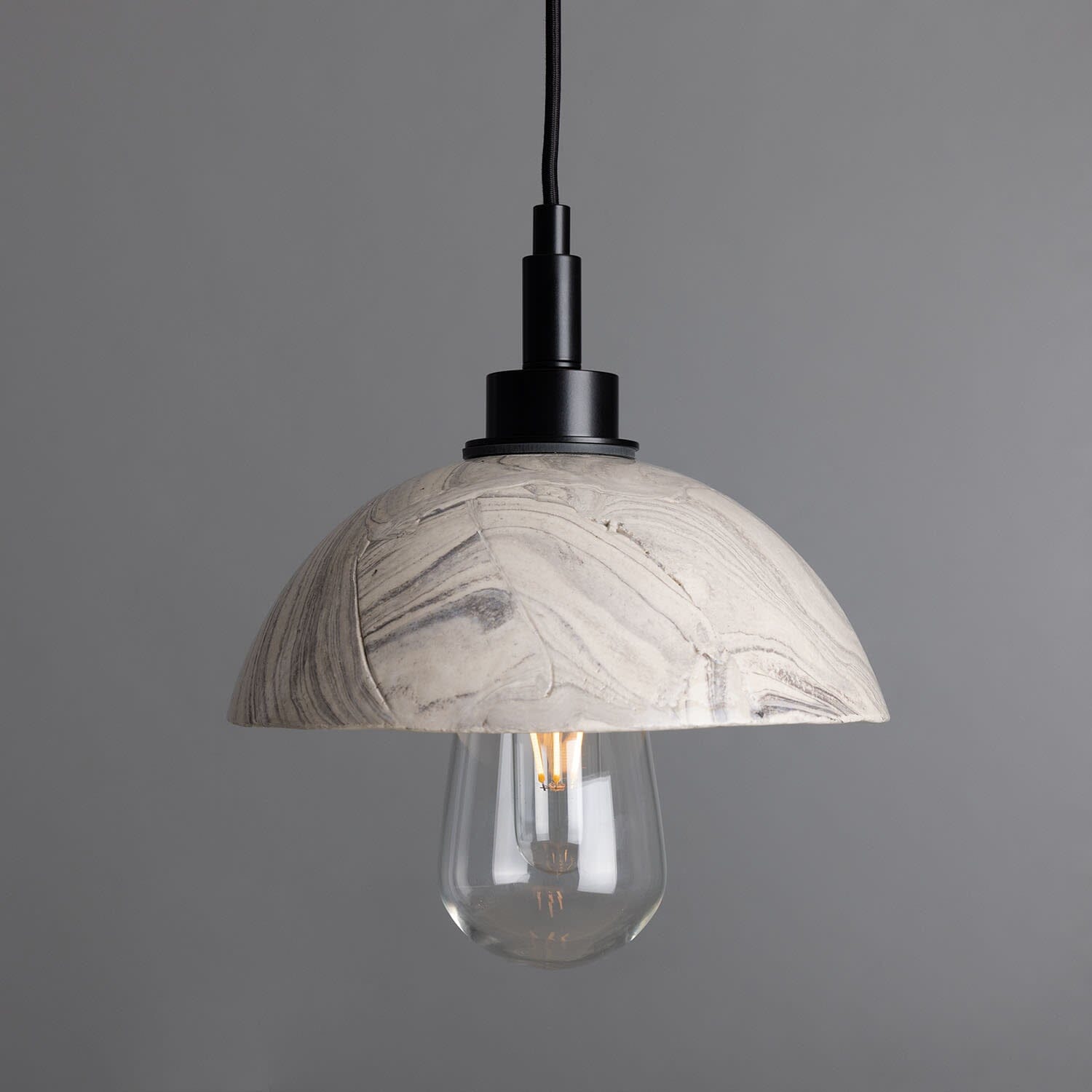Stylish Marble Effect Glass Bathroom Ceiling Light 20cm - VogeLuxe