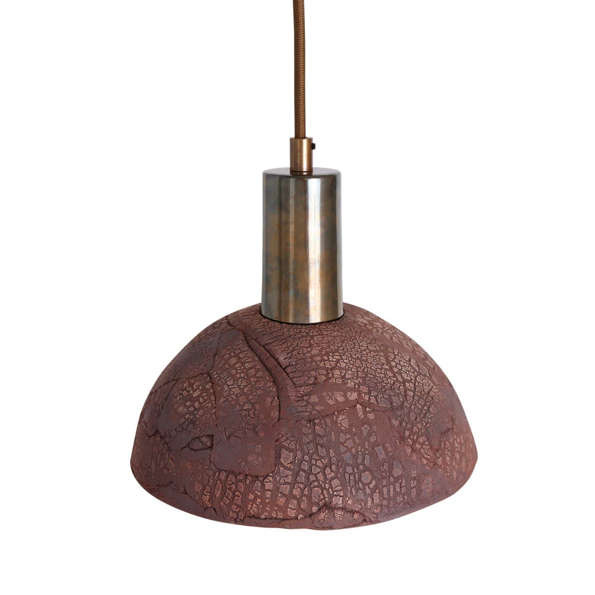 Natural Ceramic Hanging Lamp in Red Iron Finish