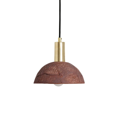 Natural Ceramic Hanging Lamp in Red Iron Finish