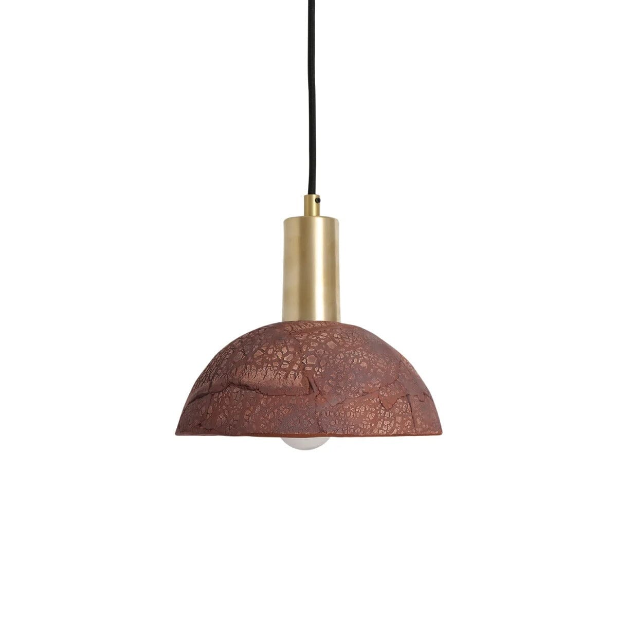 Natural Ceramic Hanging Lamp in Red Iron Finish