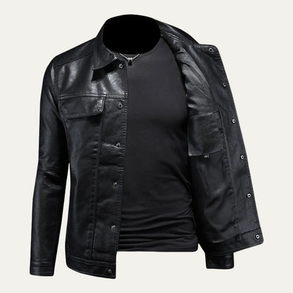 VogeLuxe | Men’s Leather Trucker Style Jacket