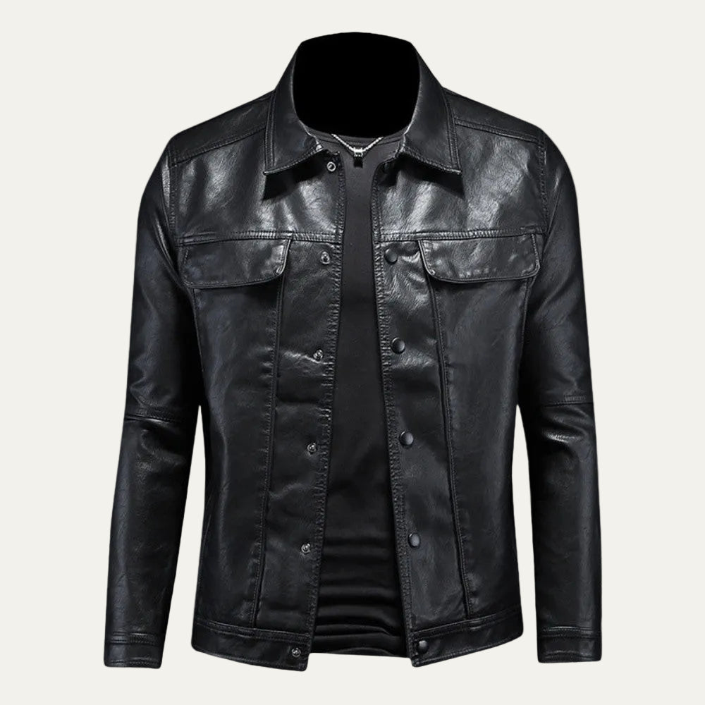 VogeLuxe | Men’s Leather Trucker Style Jacket