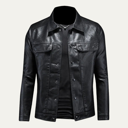 VogeLuxe | Men’s Leather Trucker Style Jacket