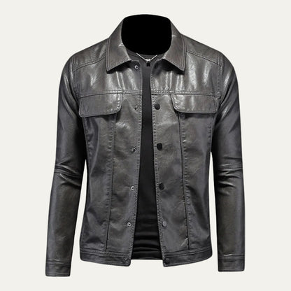 VogeLuxe | Men’s Leather Trucker Style Jacket
