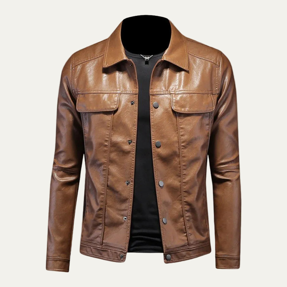 VogeLuxe | Men’s Leather Trucker Style Jacket