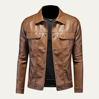 VogeLuxe | Men’s Leather Trucker Style Jacket