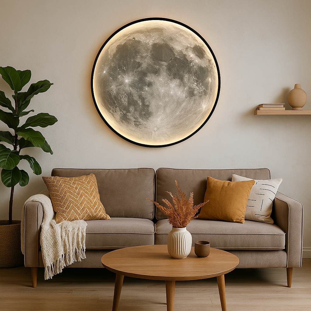Moon Glow LED Wall Lamp with Textured Surface - BritishElegance