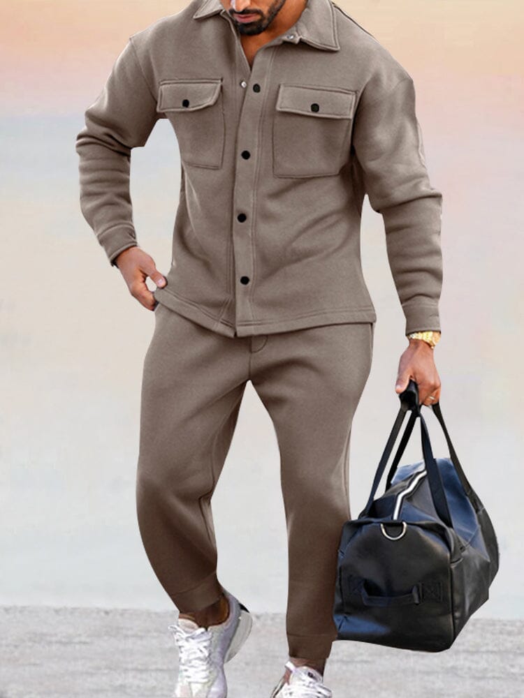 Uomo Completo con Giacca Bottone e Jogger Pantaloni - VogeLuxe