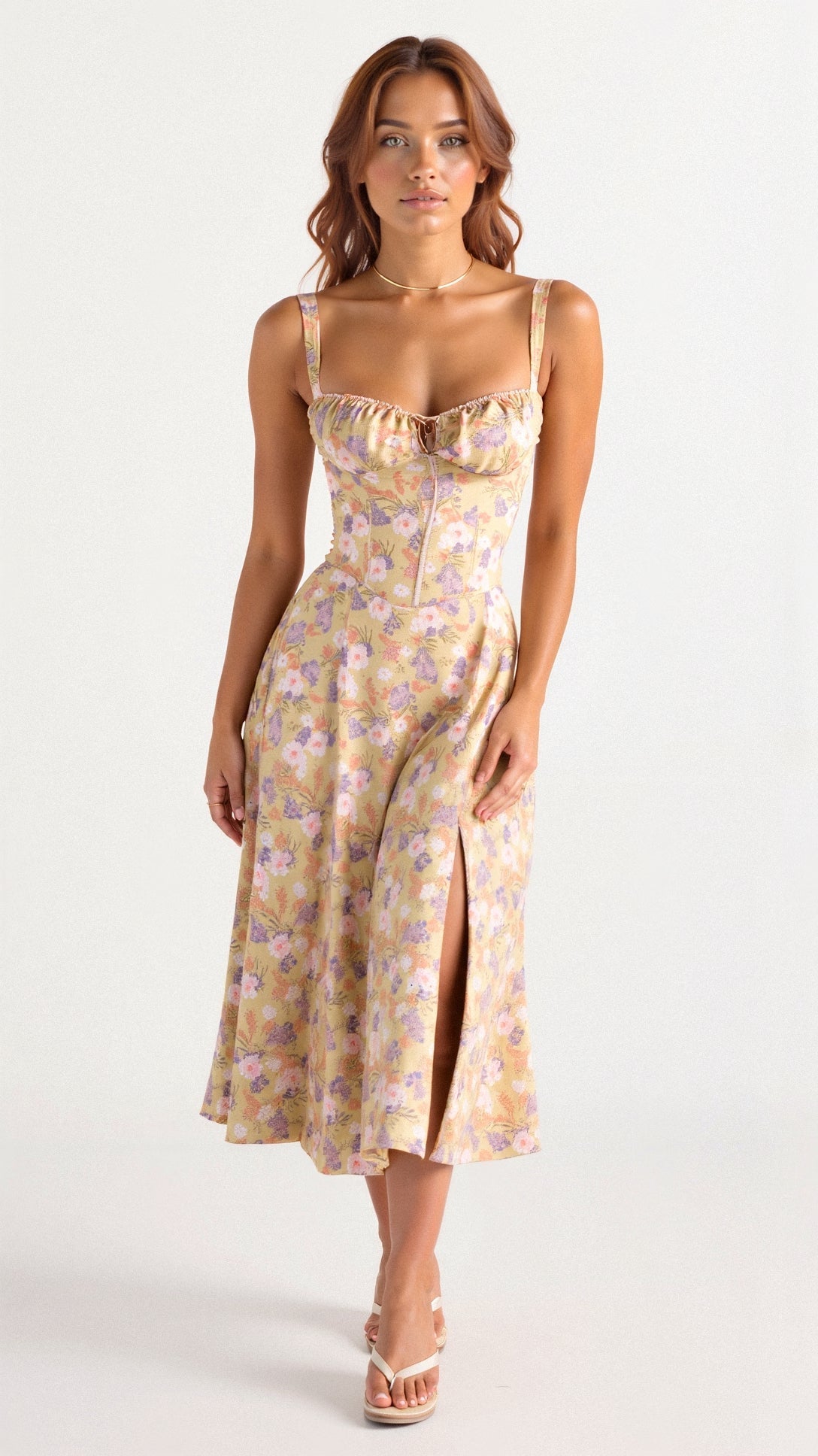 Classic Fit Corset Midi Dress - VogeLuxe