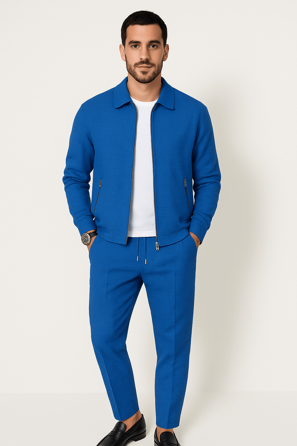 Uomo Completo Casual Due Pezzi con Giacca e Pantaloni