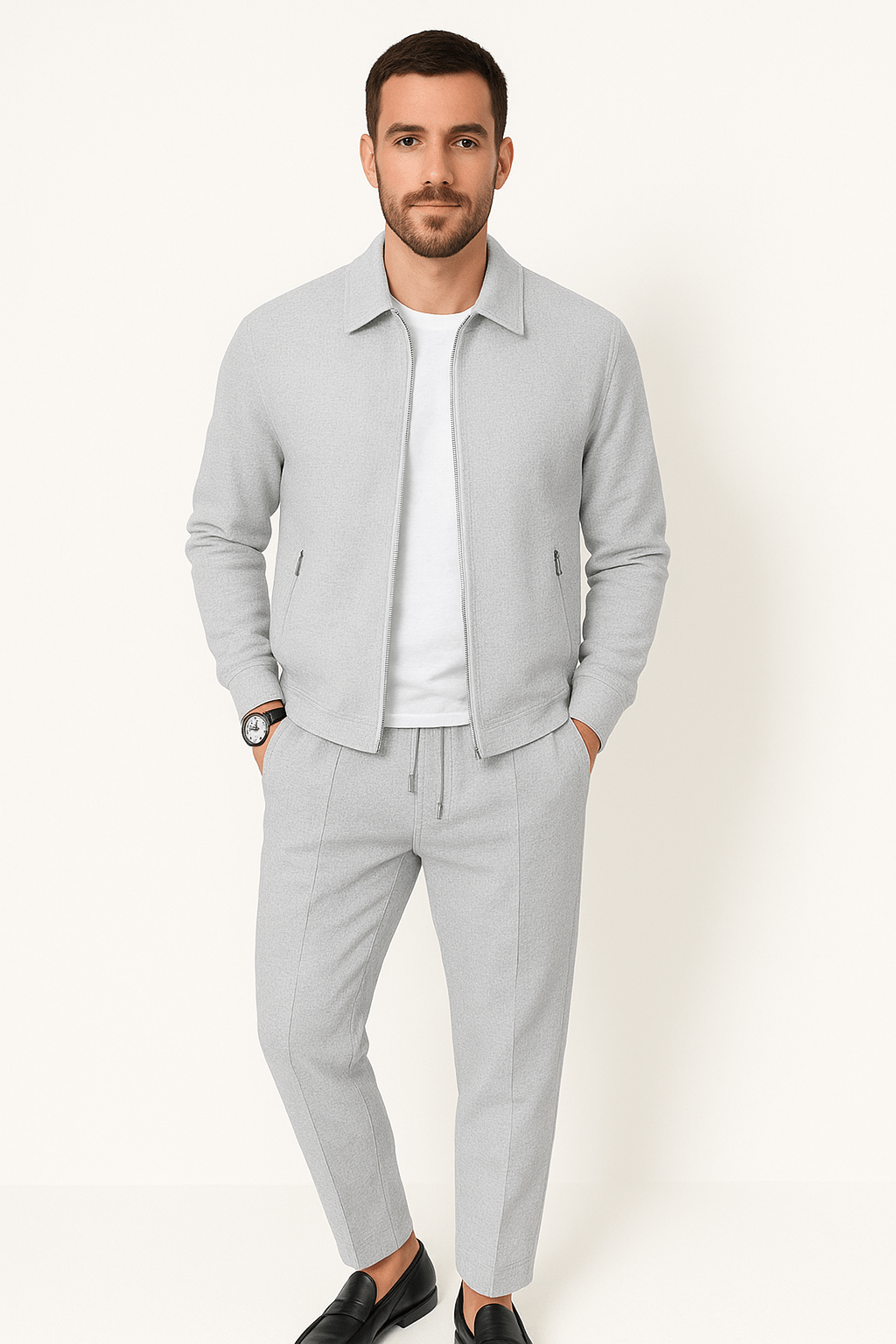 Uomo Completo Casual Due Pezzi con Giacca e Pantaloni