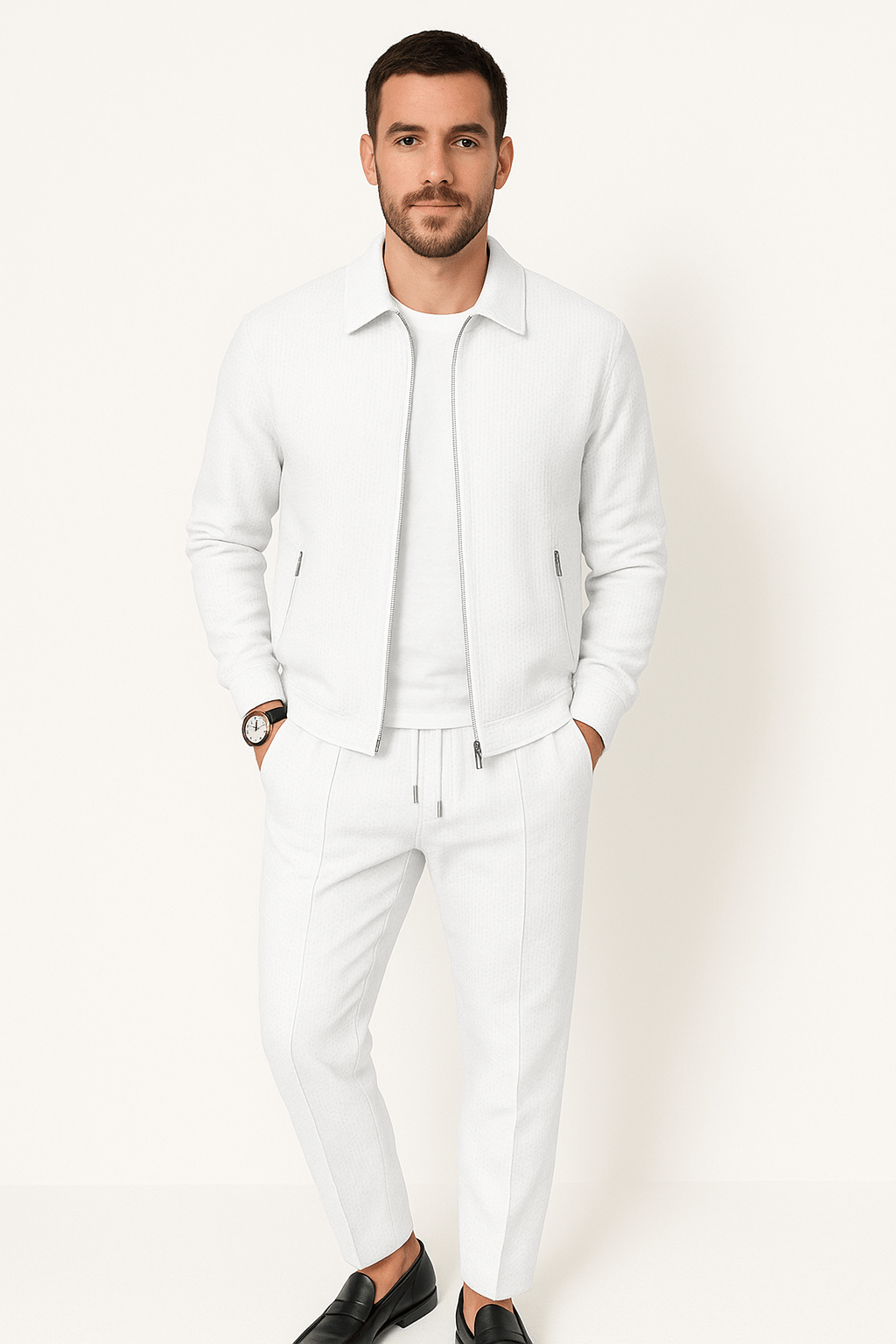 Uomo Completo Casual Due Pezzi con Giacca e Pantaloni