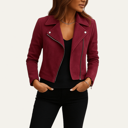 VogeLuxe | Women’s Asymmetrical Zip Moto Jacket