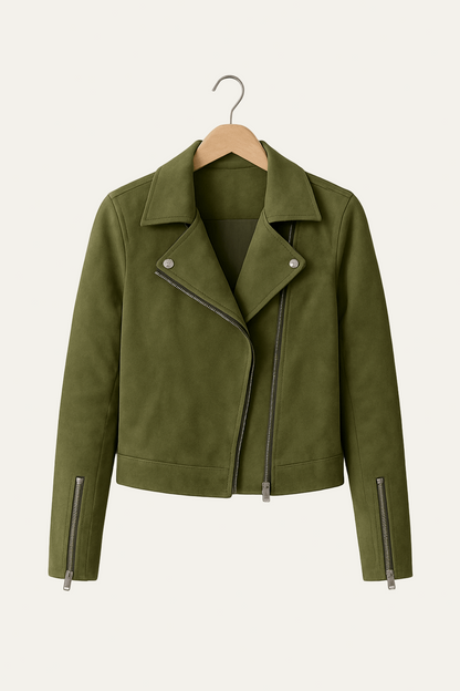 VogeLuxe | Women’s Asymmetrical Zip Moto Jacket