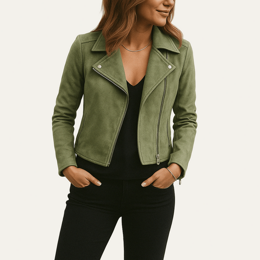 VogeLuxe | Women’s Asymmetrical Zip Moto Jacket