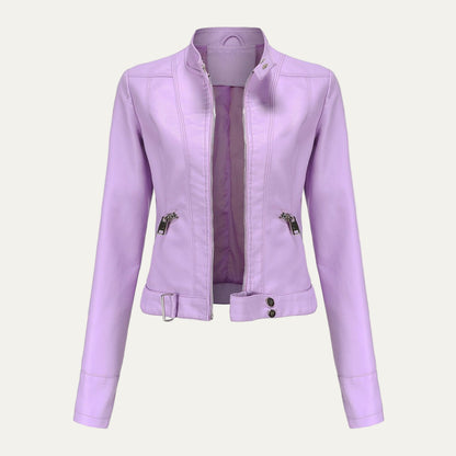 VogeLuxe | Women’s Cropped Faux Leather Moto Jacket
