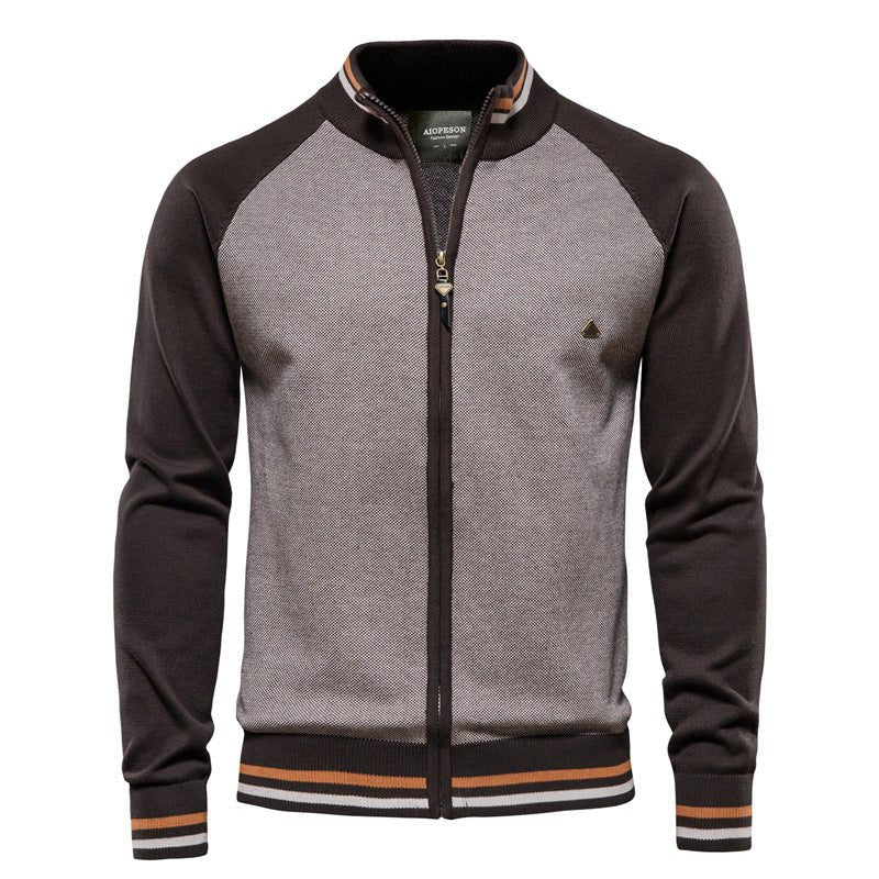 Warm Two Tone Men's Fleece Jacket with Zipper