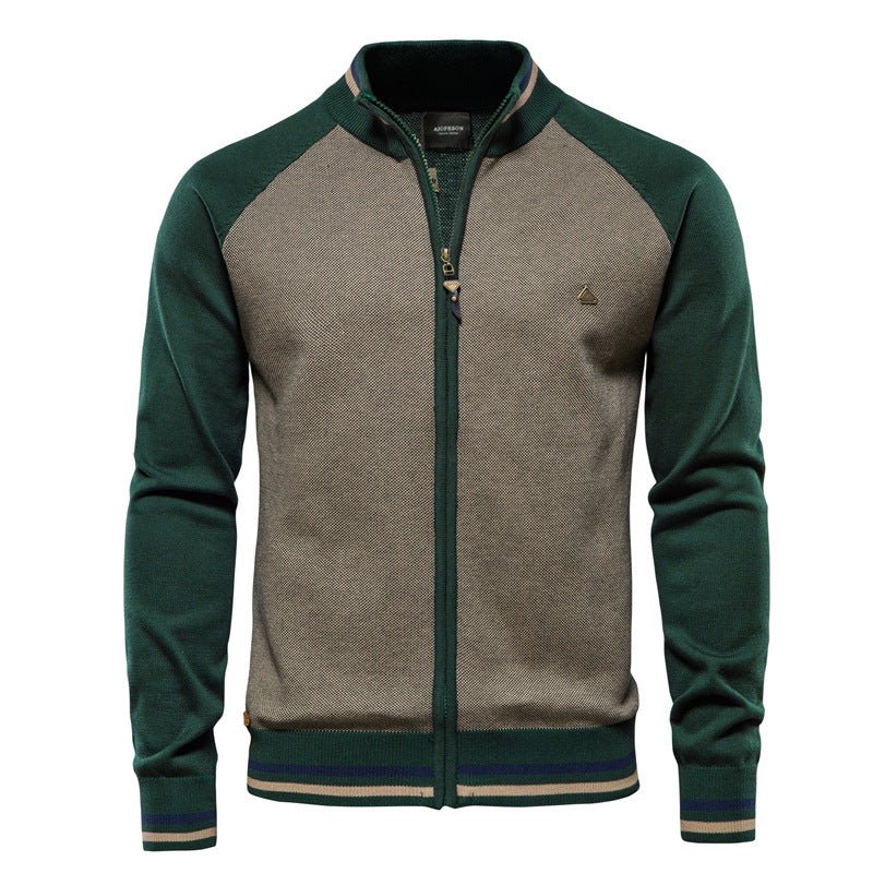 Warm Two Tone Men's Fleece Jacket with Zipper