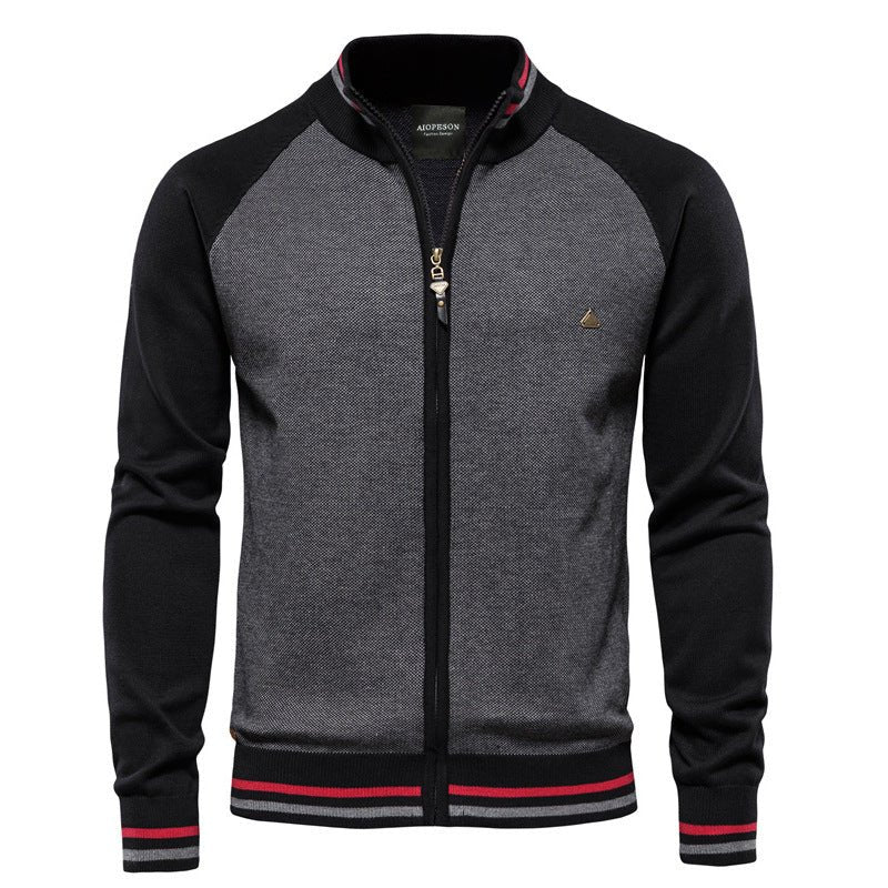 Warm Two Tone Men's Fleece Jacket with Zipper - VogeLuxe