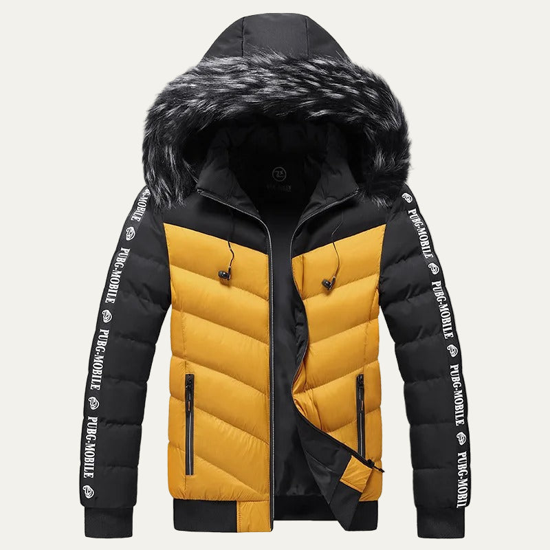 VogeLuxe | Men’s Two Tone Chevron Hooded Winter Puffer Jacket