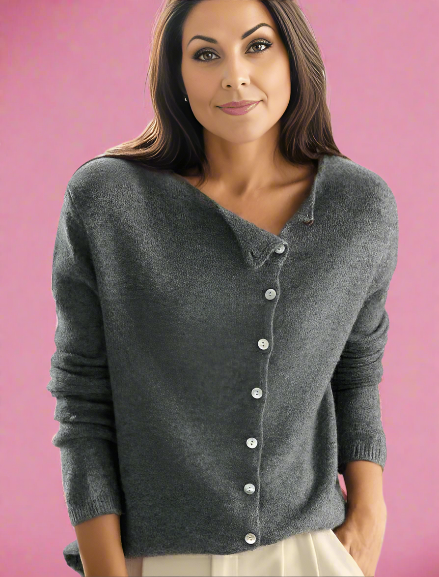 Women's Cozy Knit Off-Center Cardigan Sweater