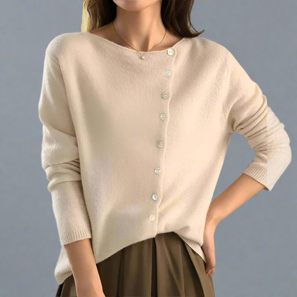 Women's Cozy Knit Off-Center Cardigan Sweater