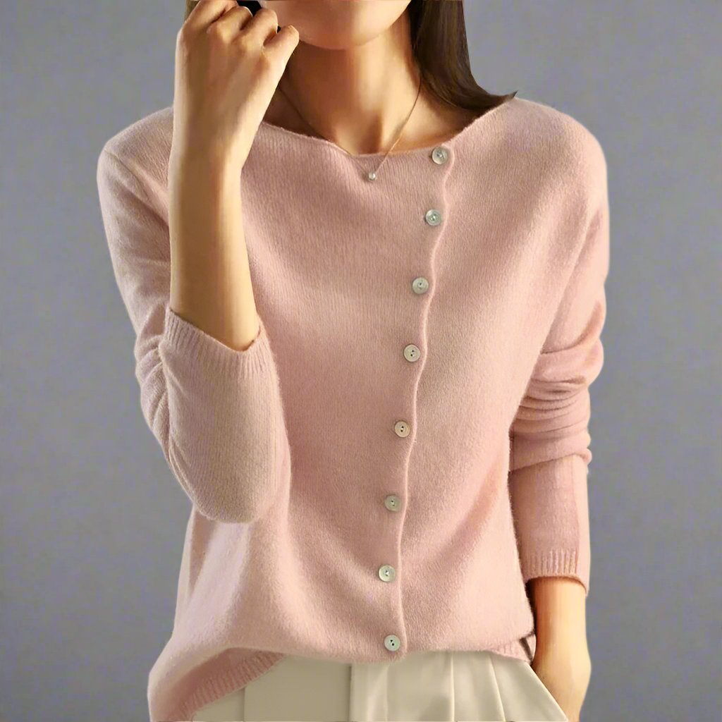 Women's Cozy Knit Off-Center Cardigan Sweater