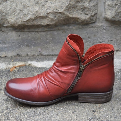 Donna Low Heel Ankle Boots with Side Zip