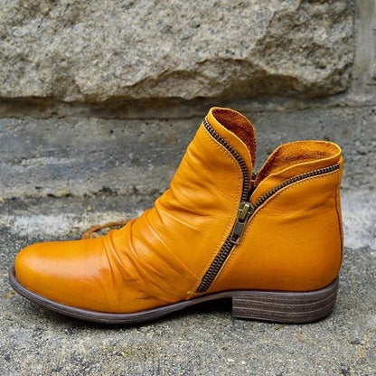 Donna Low Heel Ankle Boots with Side Zip