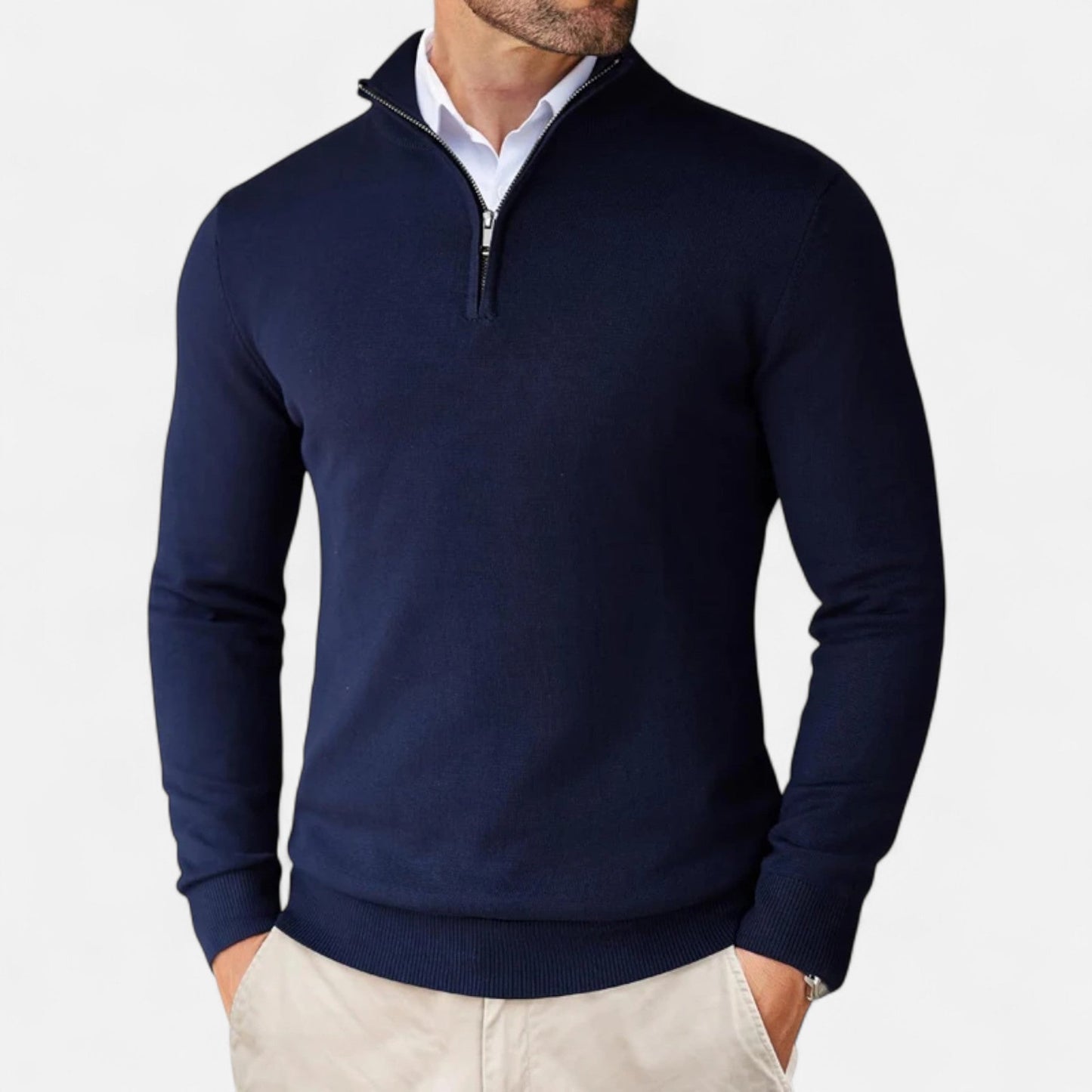 Fitted Men's Quarter Zip Sweater