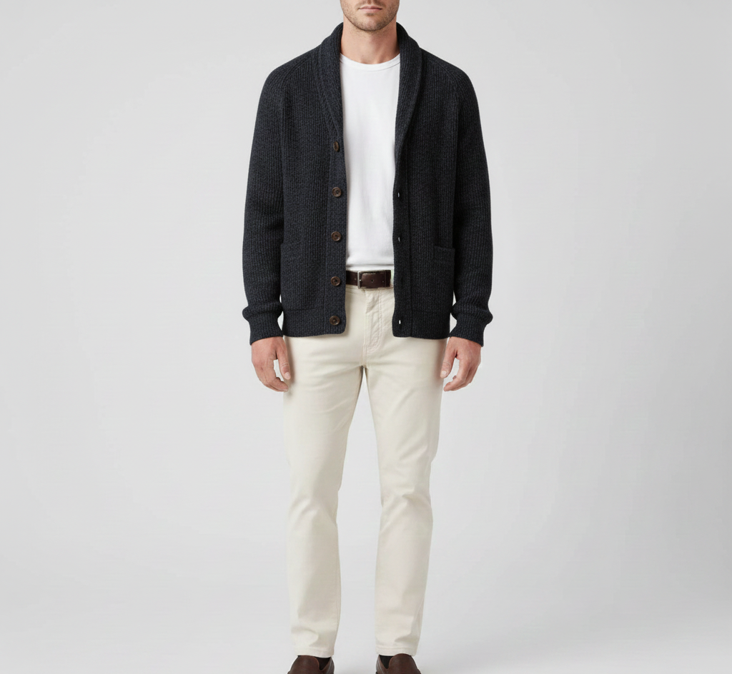 Warm Men's Wool Cardigan Sweater