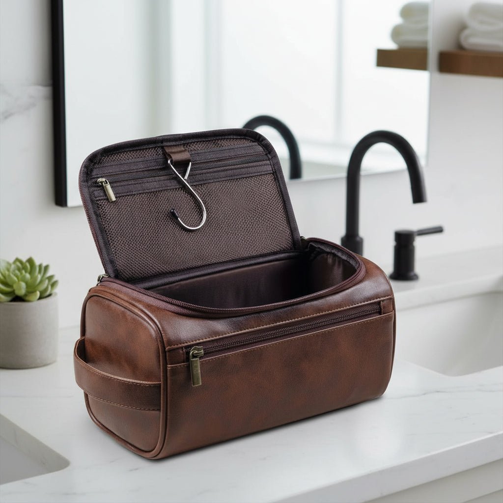 Luxury Leather Travel Toiletry Bag Organizer - VogeLuxe