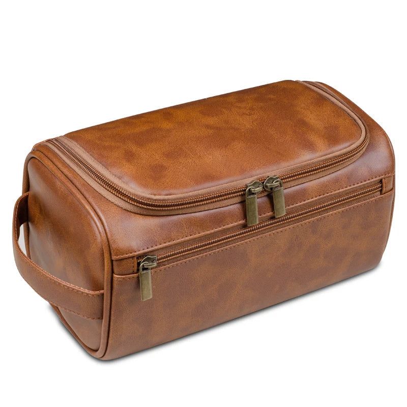 Portable Travel Toiletry Pouch | Small Leather Hang Bag