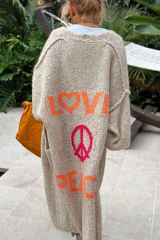 Cozy Women's Large Peace Sign Cardigan Sweater