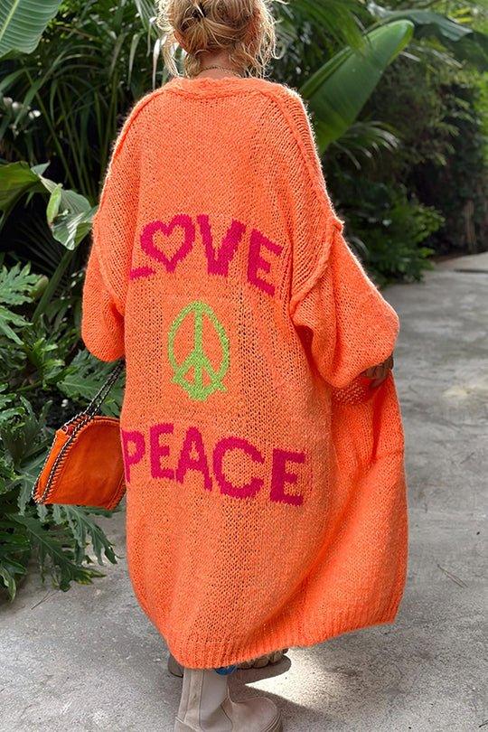Cozy Women's Large Peace Sign Cardigan Sweater