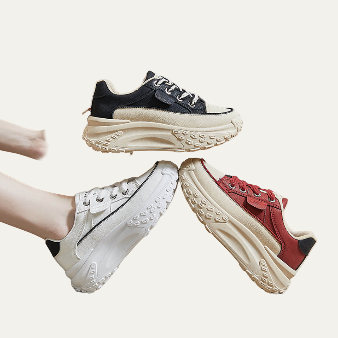VogeLuxe | Women’s Chunky Platform Lace Up Low Top Street Sneakers