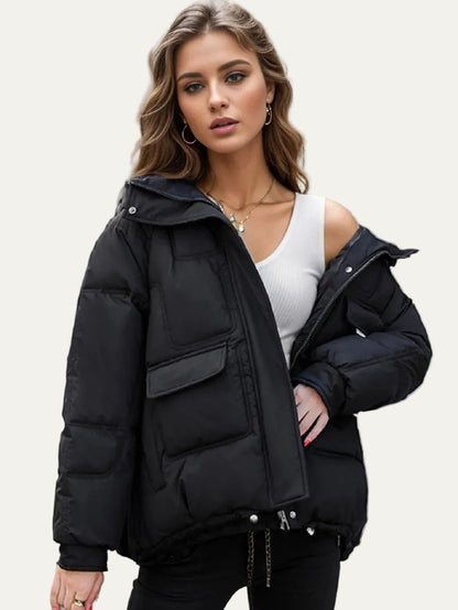 VogeLuxe | Women’s Oversized Heavyweight Quilted Puffer Jacket With Hood