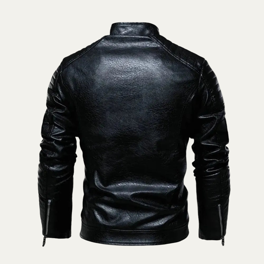 VogeLuxe | Men’s Leather Motorcycle Zip Front Jacket