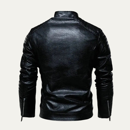 VogeLuxe | Men’s Leather Motorcycle Zip Front Jacket