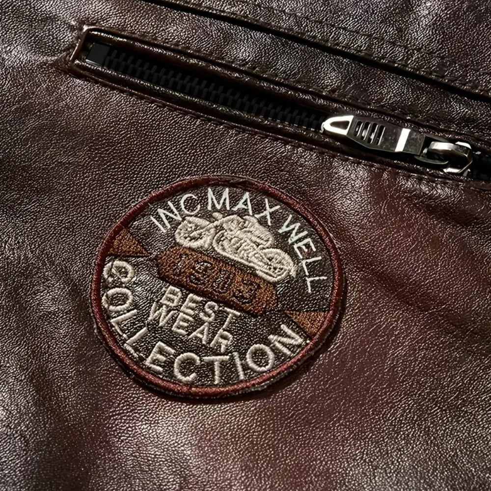 VogeLuxe | Men’s Leather Motorcycle Zip Front Jacket