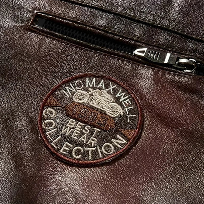 VogeLuxe | Men’s Leather Motorcycle Zip Front Jacket