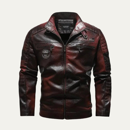 VogeLuxe | Men’s Leather Motorcycle Zip Front Jacket
