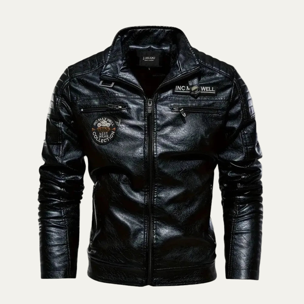 VogeLuxe | Men’s Leather Motorcycle Zip Front Jacket