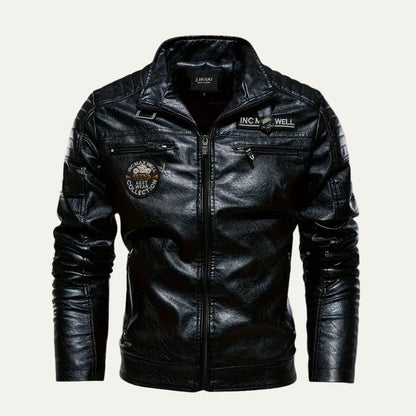 VogeLuxe | Men’s Leather Motorcycle Zip Front Jacket