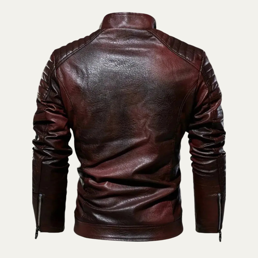 VogeLuxe | Men’s Leather Motorcycle Zip Front Jacket