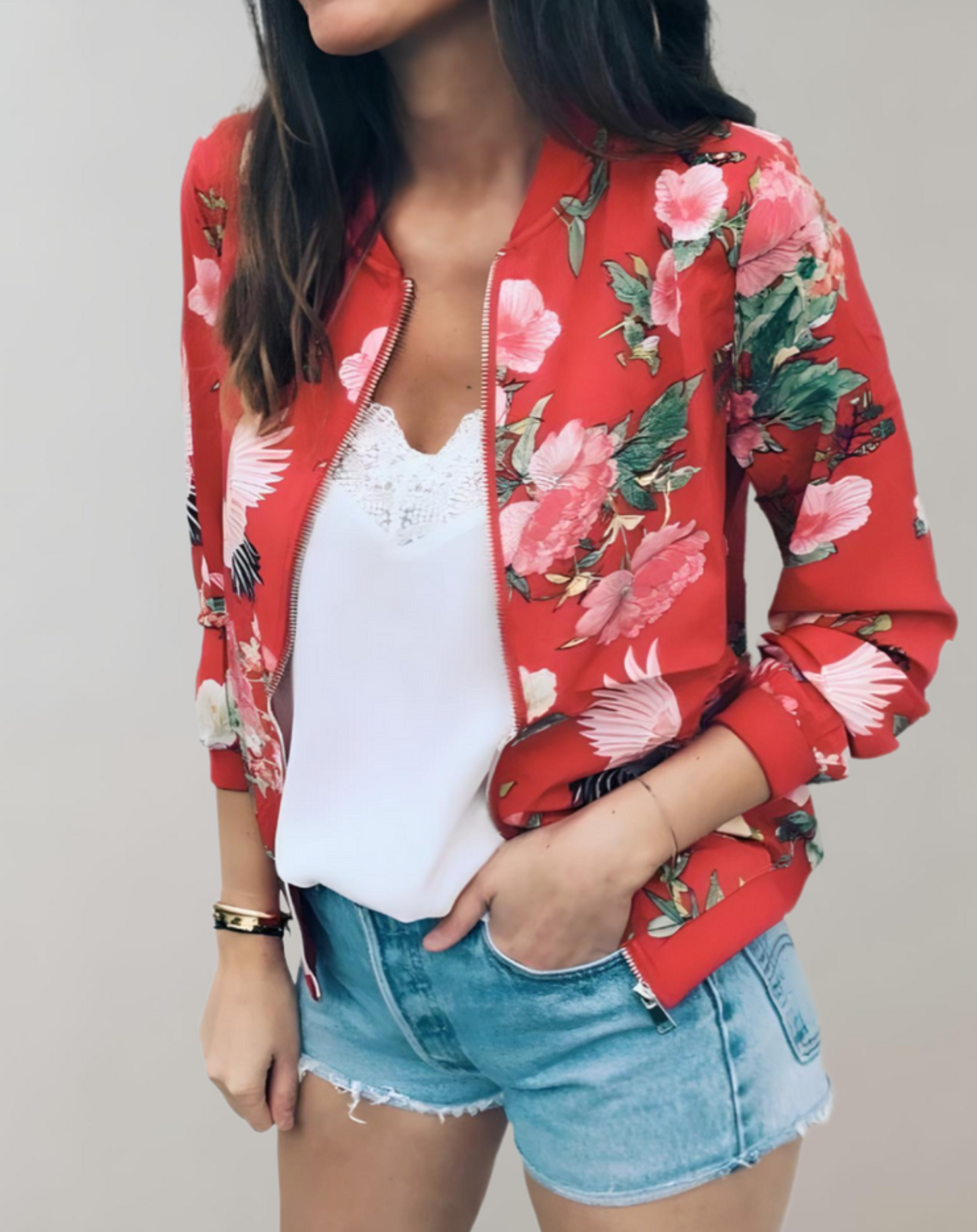 Trendy Flower Women's Bomber Jacket