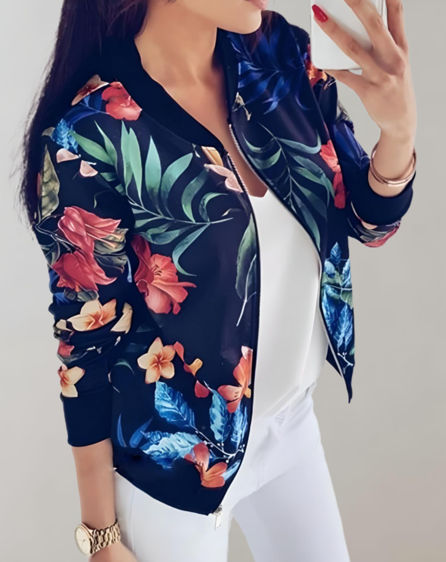 Trendy Flower Women's Bomber Jacket